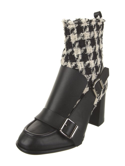 MSGM Houndstooth Print Raw-Edge Trim Boots
