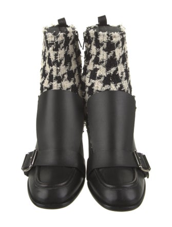 MSGM Houndstooth Print Raw-Edge Trim Boots