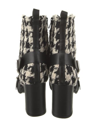MSGM Houndstooth Print Raw-Edge Trim Boots