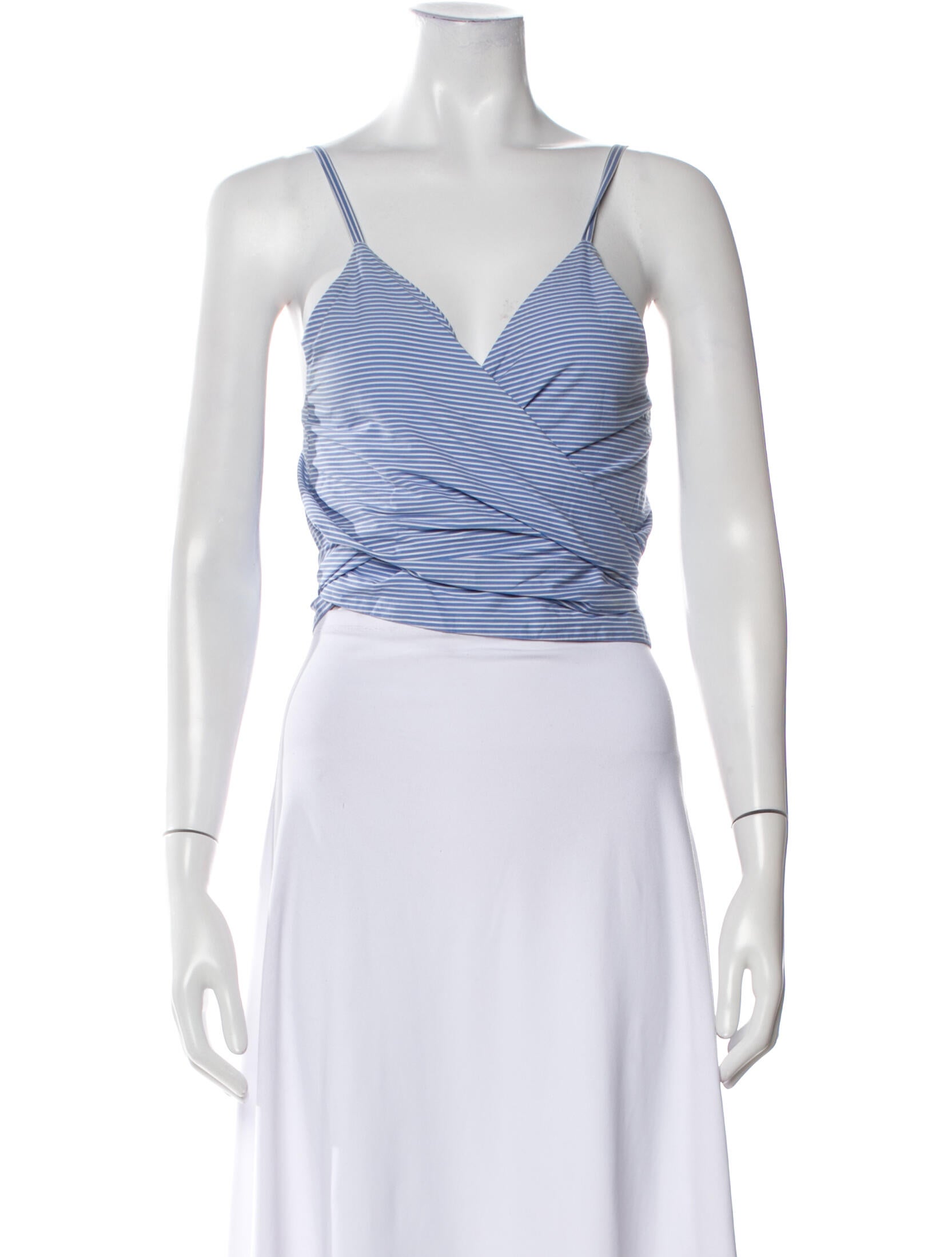 MSGM Striped V-Neck Crop Top