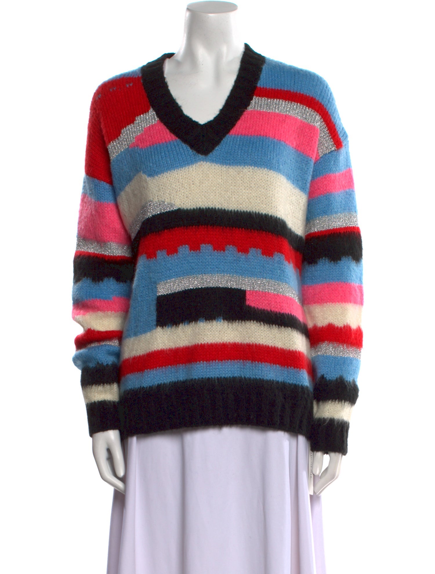 MSGM Striped V-Neck Sweater