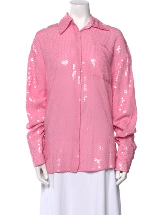 MSGM Long Sleeve Button-Up Top