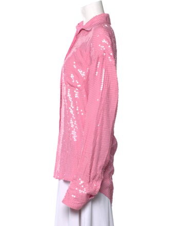 MSGM Long Sleeve Button-Up Top