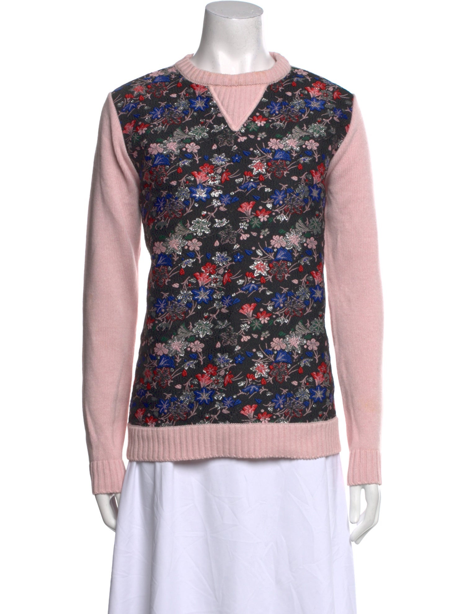 MSGM Floral Print Crew Neck Top