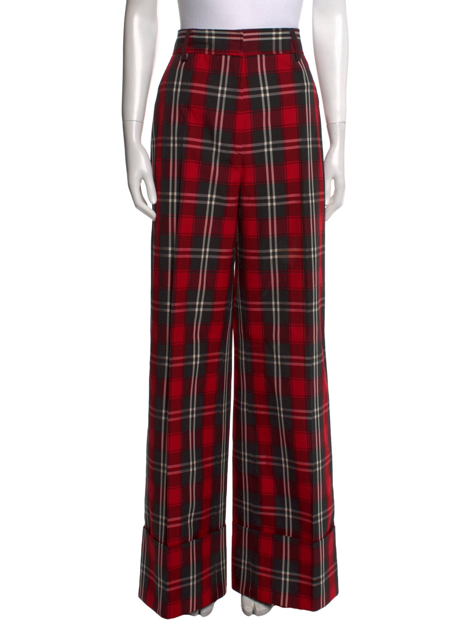 MSGM Plaid Print Wide Leg Pants