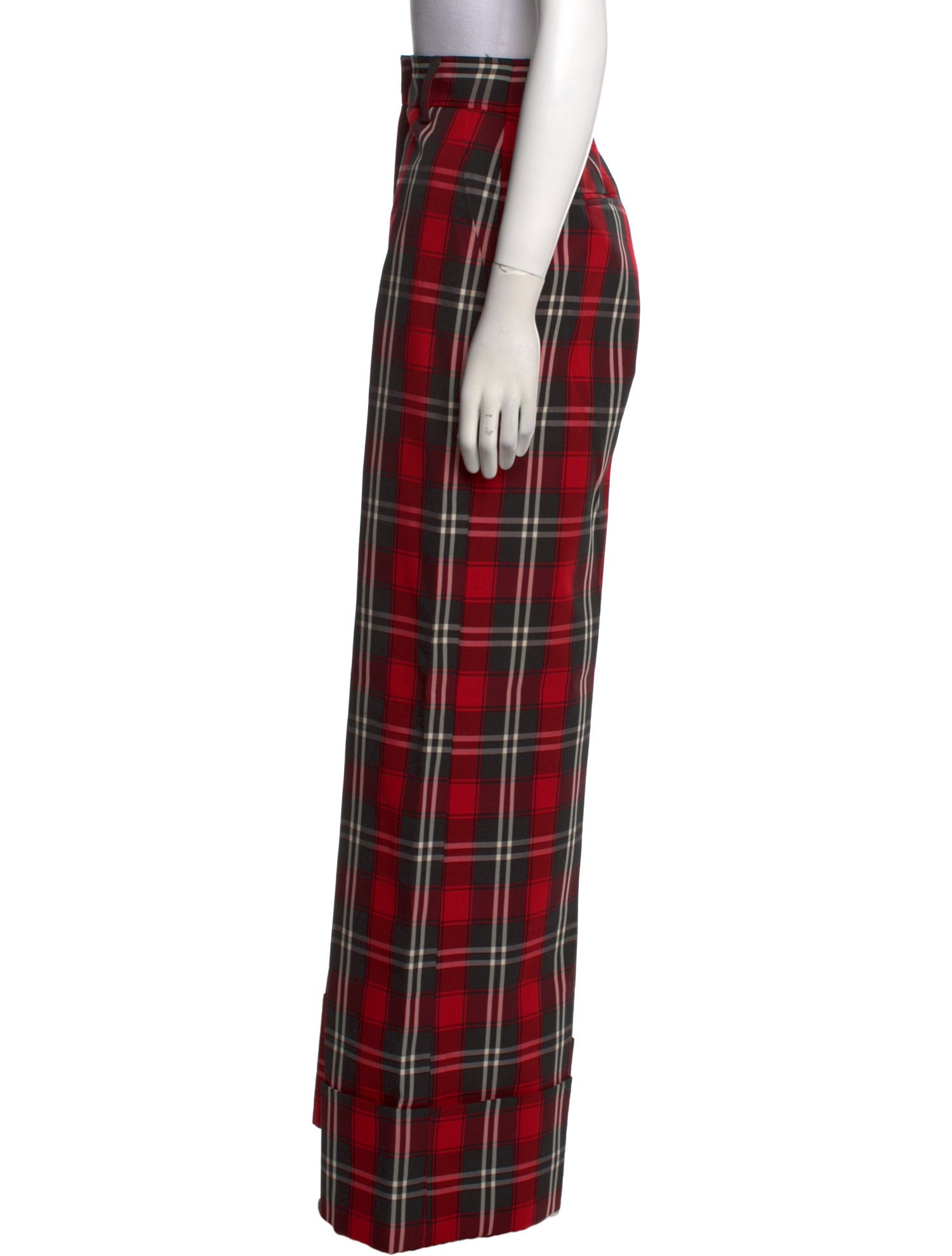 MSGM Plaid Print Wide Leg Pants