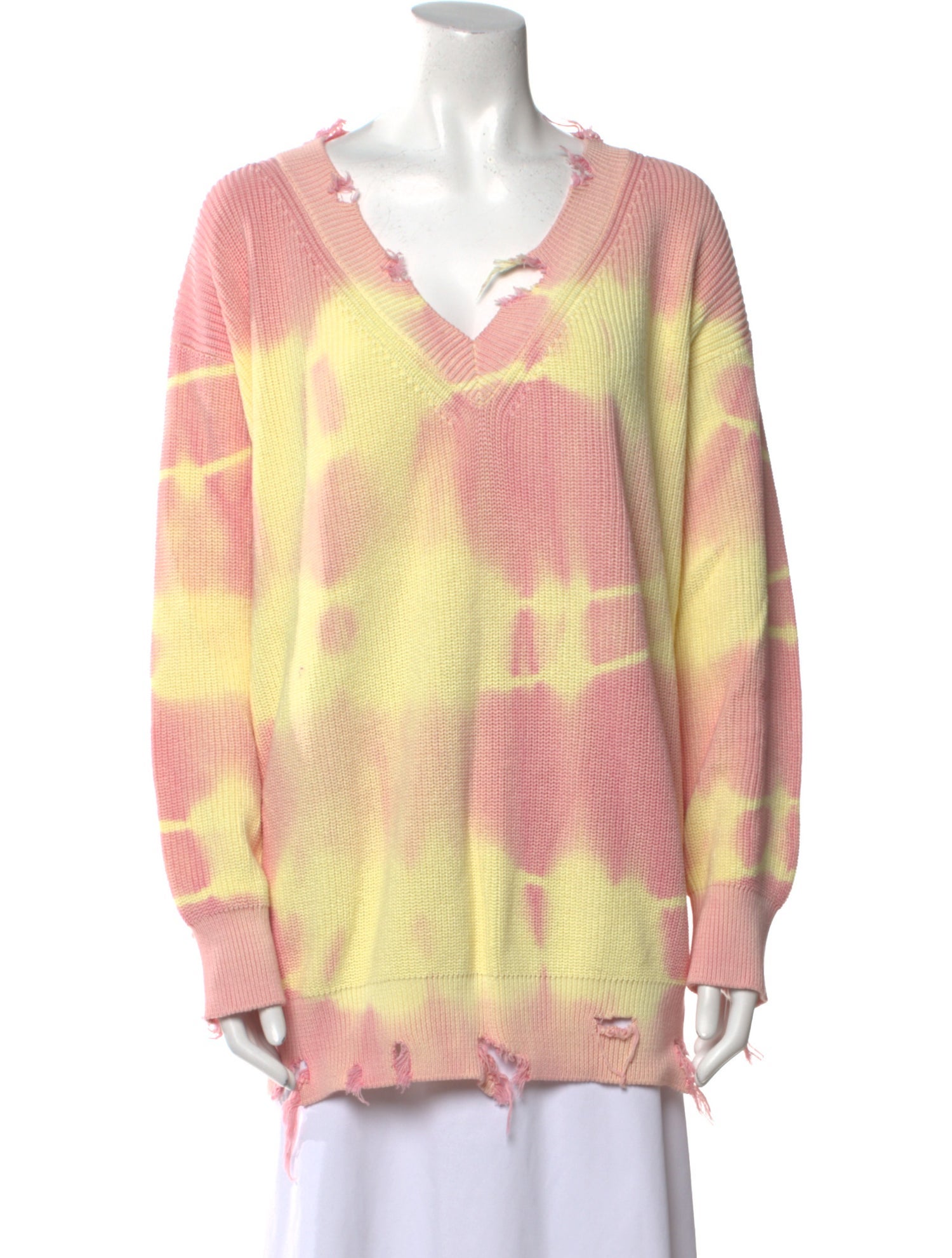 MSGM Tie-Dye Print V-Neck Sweater