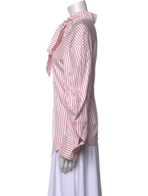 MSGM Striped Mock Neck Button-Up Top