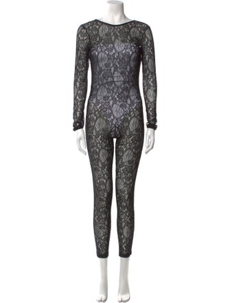 MSGM Lace Pattern Crew Neck Jumpsuit