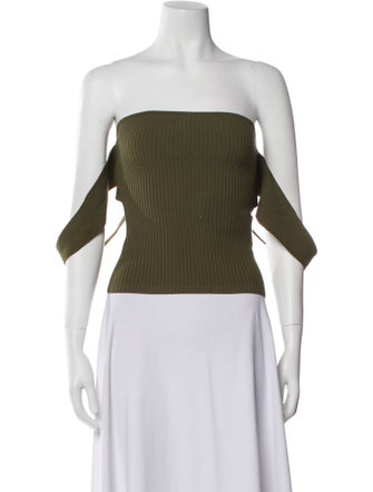 MSGM Off-The-Shoulder Three-Quarter Sleeve Crop Top