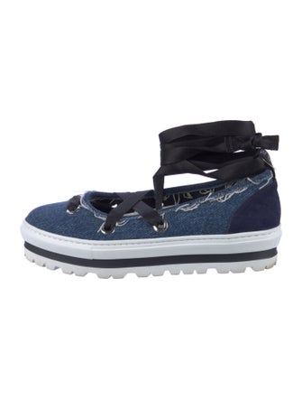 MSGM Denim Distressed Accents Espadrilles