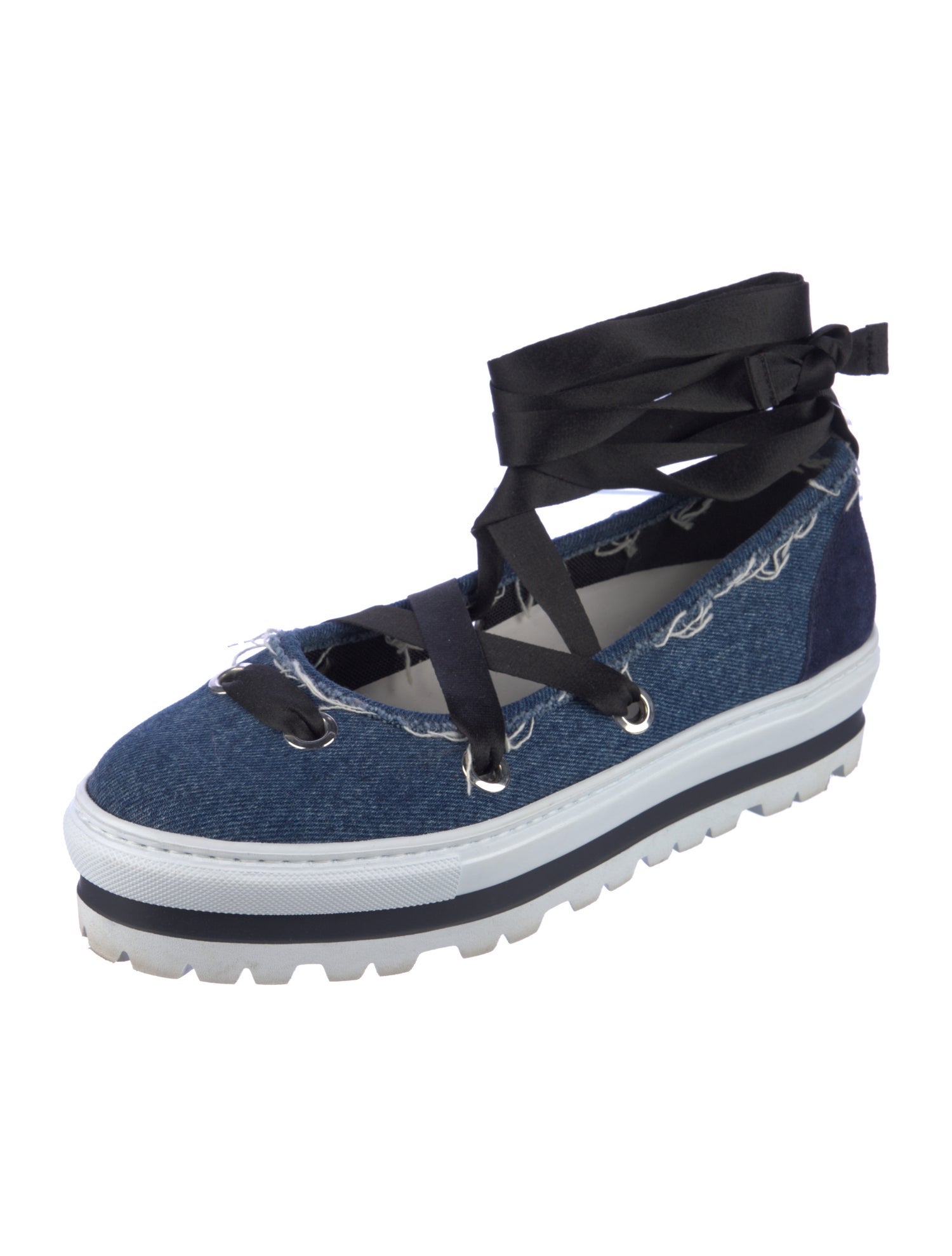 MSGM Denim Distressed Accents Espadrilles