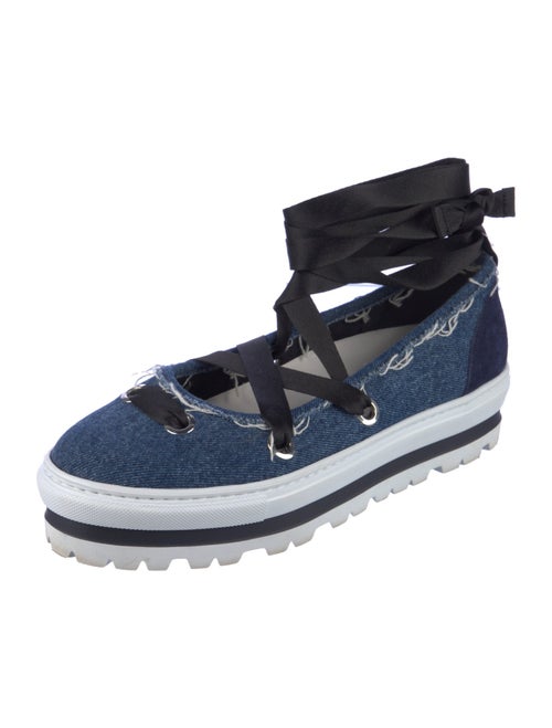MSGM Denim Distressed Accents Espadrilles