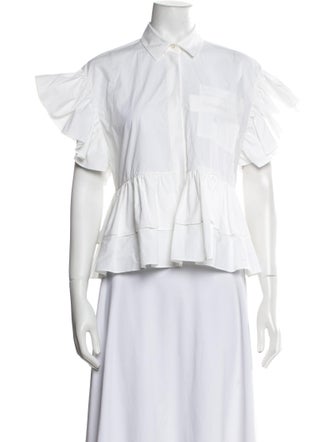 MSGM Short Sleeve Button-Up Top