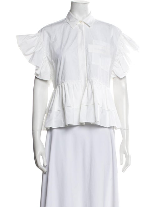 MSGM Short Sleeve Button-Up Top