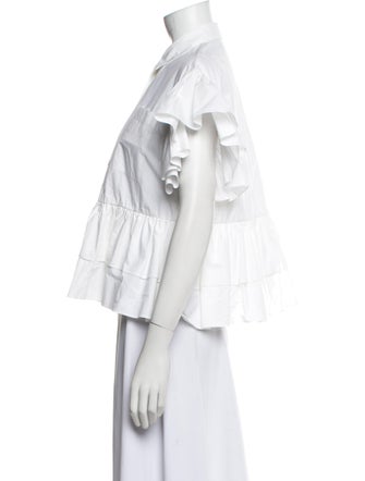 MSGM Short Sleeve Button-Up Top