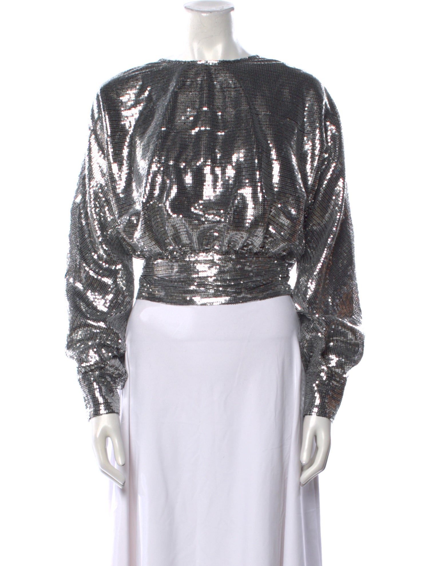 MSGM Printed Bateau Neckline Crop Top