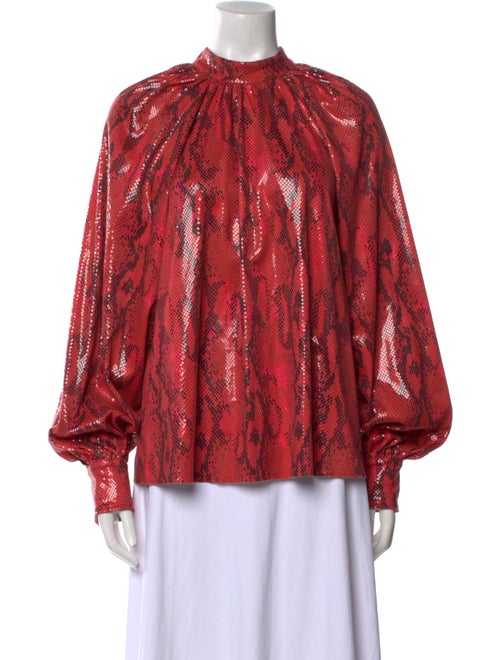 MSGM Printed Mock Neck Blouse