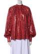 MSGM Printed Mock Neck Blouse
