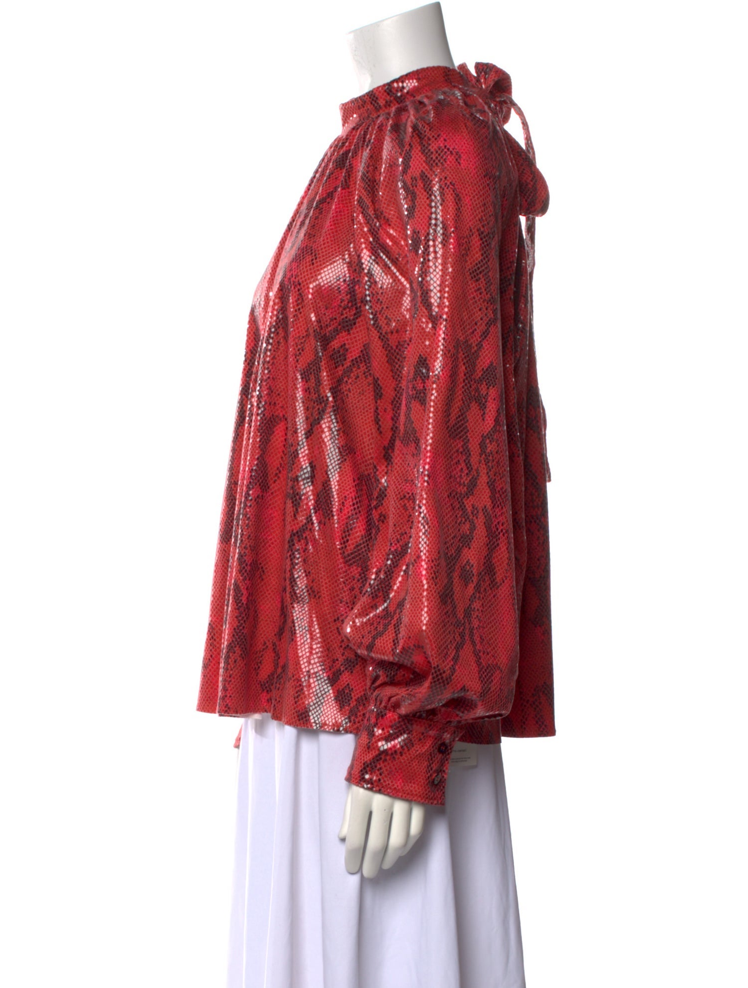 MSGM Printed Mock Neck Blouse