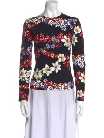 MSGM Floral Print Crew Neck Top