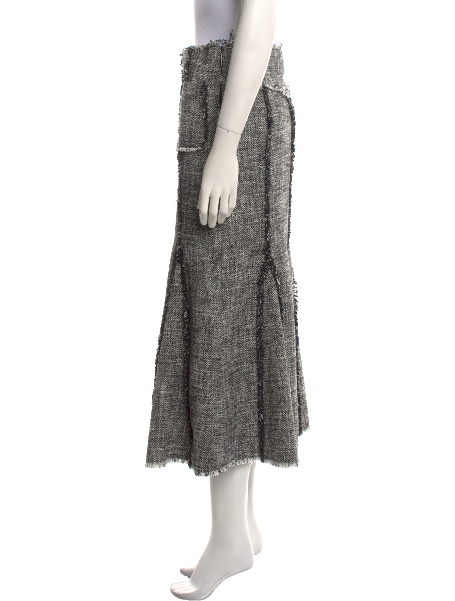 MSGM Fringe Trim Accent Midi Length Skirt