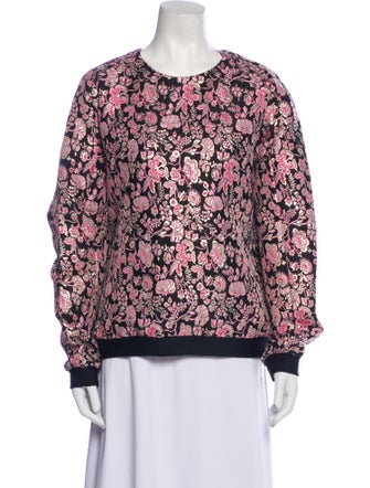 MSGM Floral Print Crew Neck Sweatshirt