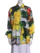 MSGM Floral Print Long Sleeve Button-Up Top