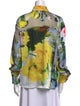 MSGM Floral Print Long Sleeve Button-Up Top