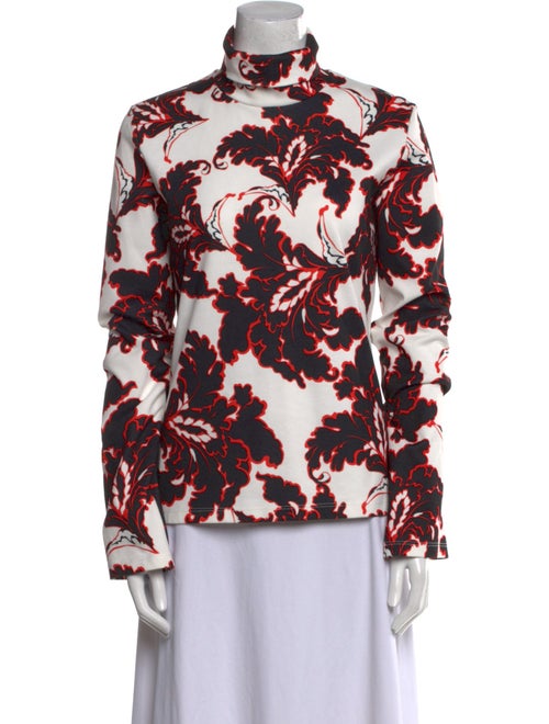 MSGM Floral Print Mock Neck Blouse