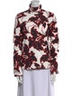 MSGM Floral Print Mock Neck Blouse