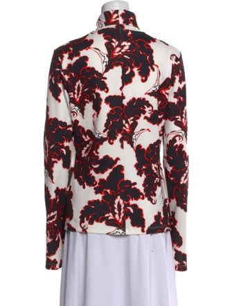 MSGM Floral Print Mock Neck Blouse