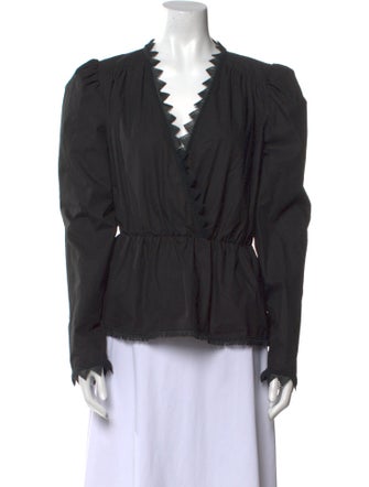 MSGM V-Neck Long Sleeve Blouse