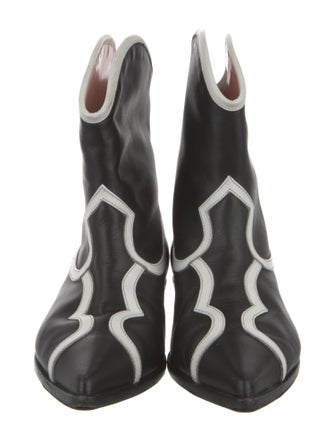 MSGM Leather Animal Print Moto Boots
