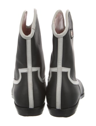 MSGM Leather Animal Print Moto Boots