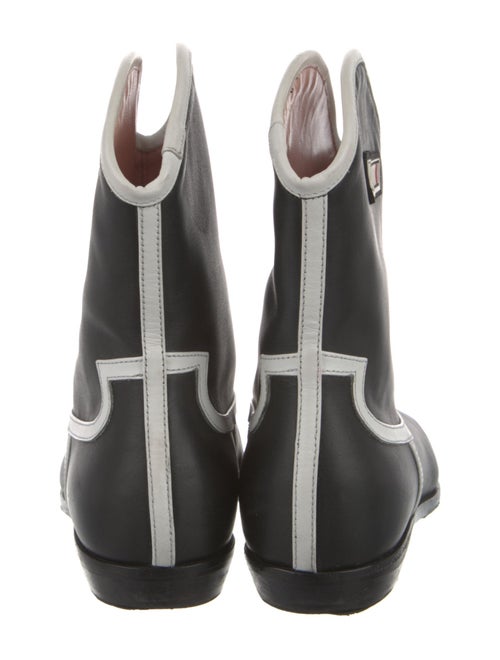 MSGM Leather Animal Print Moto Boots