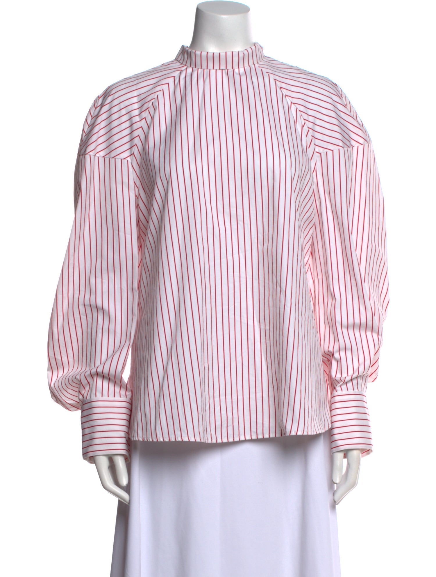MSGM Striped Mock Neck Button-Up Top