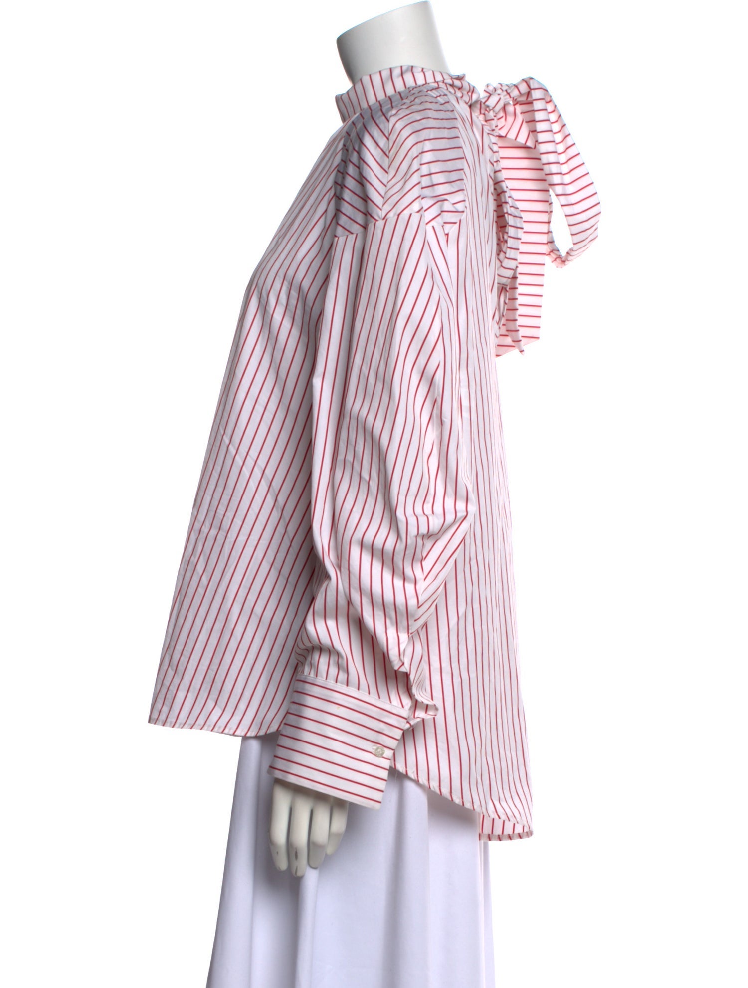 MSGM Striped Mock Neck Button-Up Top