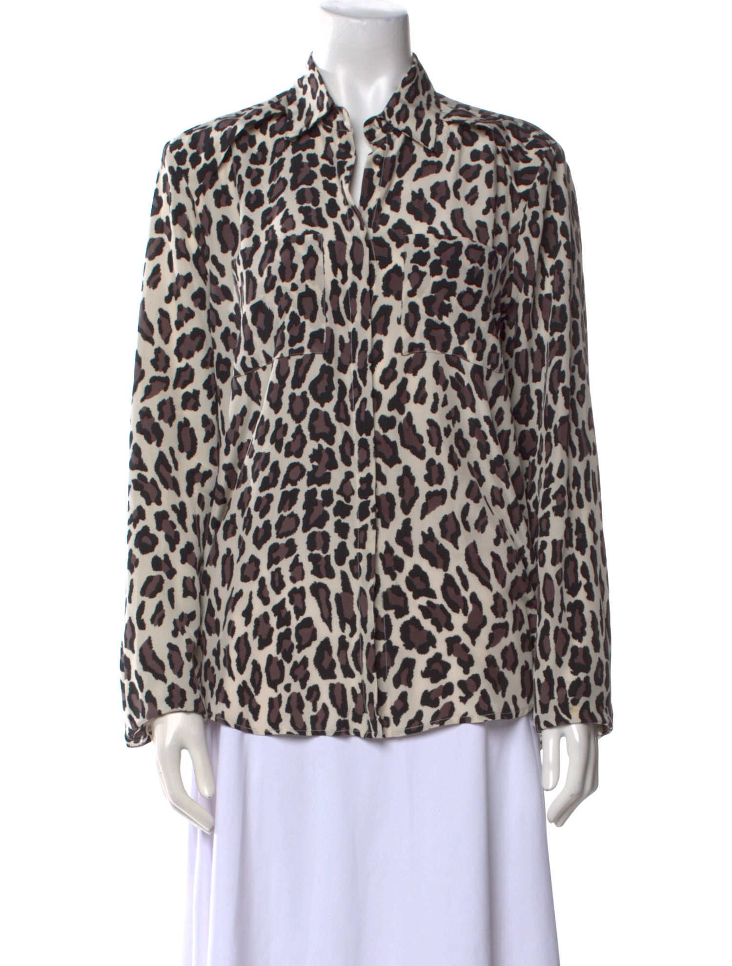 MSGM Silk Animal Print Button-Up Top