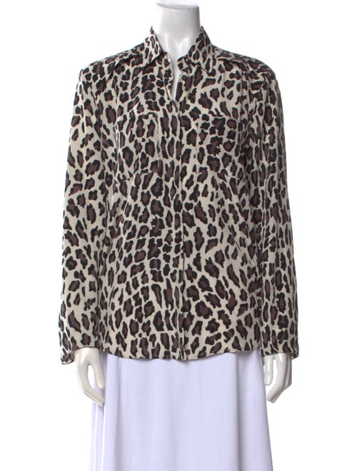 MSGM Silk Animal Print Button-Up Top