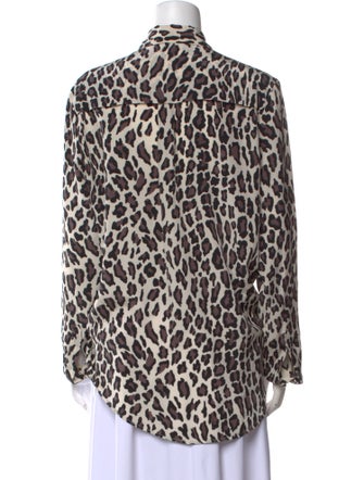 MSGM Silk Animal Print Button-Up Top