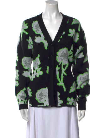 MSGM Floral Print V-Neck Sweater