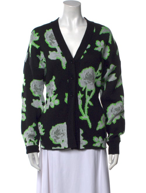MSGM Floral Print V-Neck Sweater