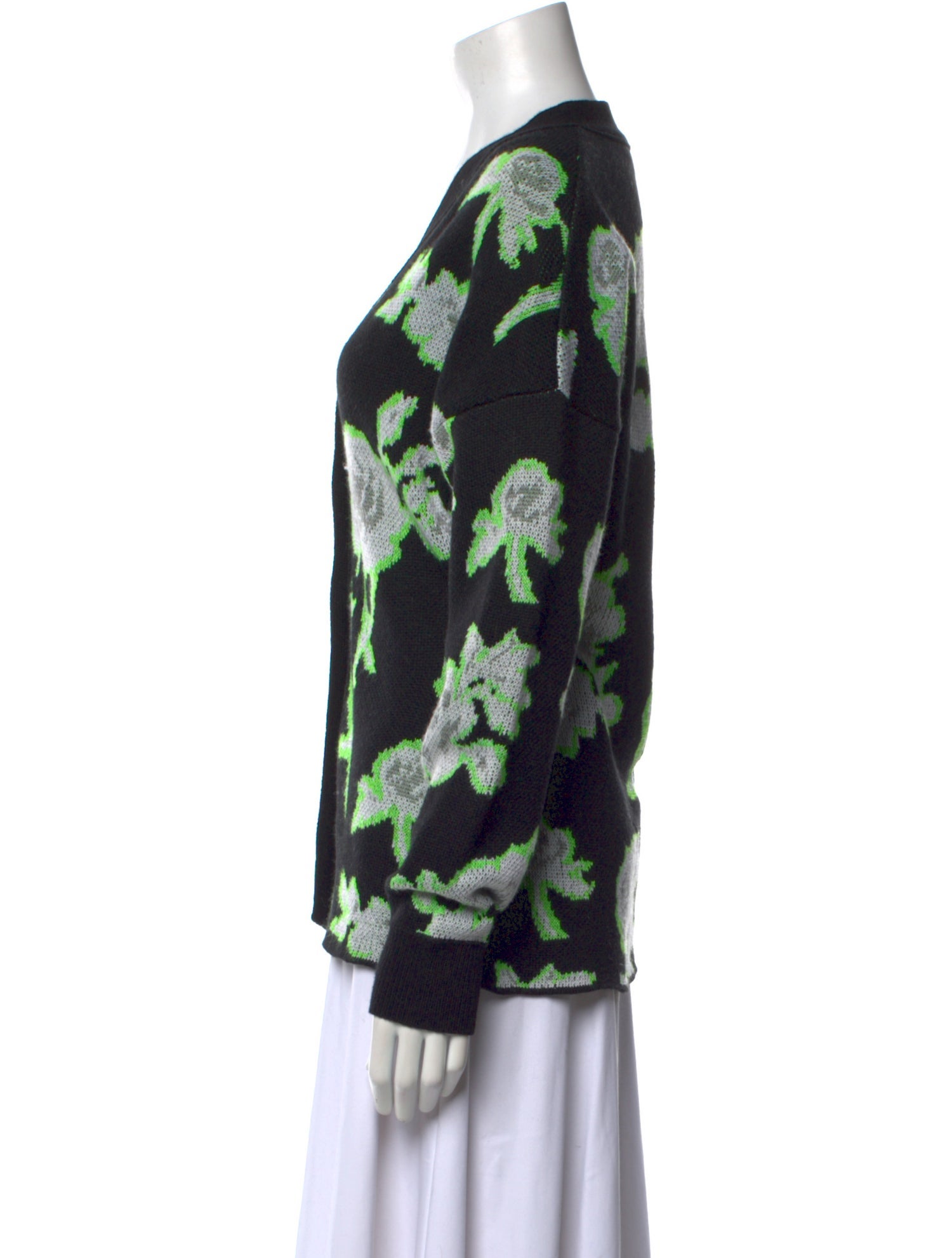 MSGM Floral Print V-Neck Sweater