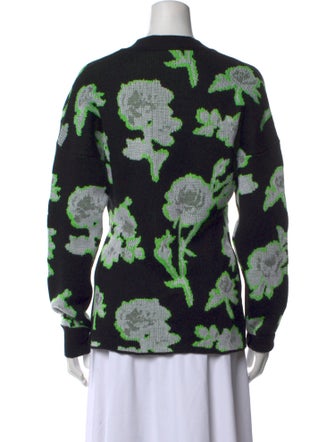 MSGM Floral Print V-Neck Sweater