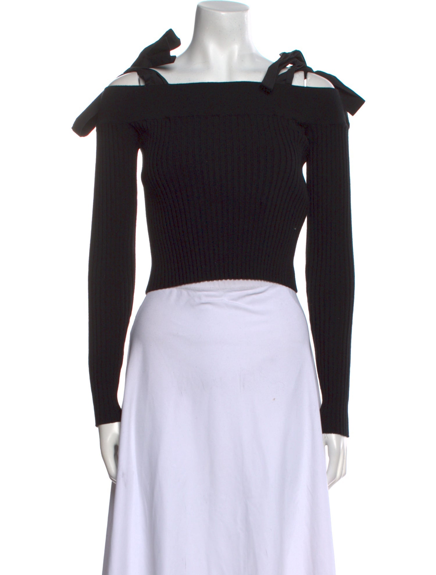 MSGM Square Neckline Long Sleeve Crop Top