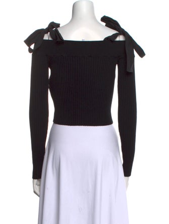 MSGM Square Neckline Long Sleeve Crop Top