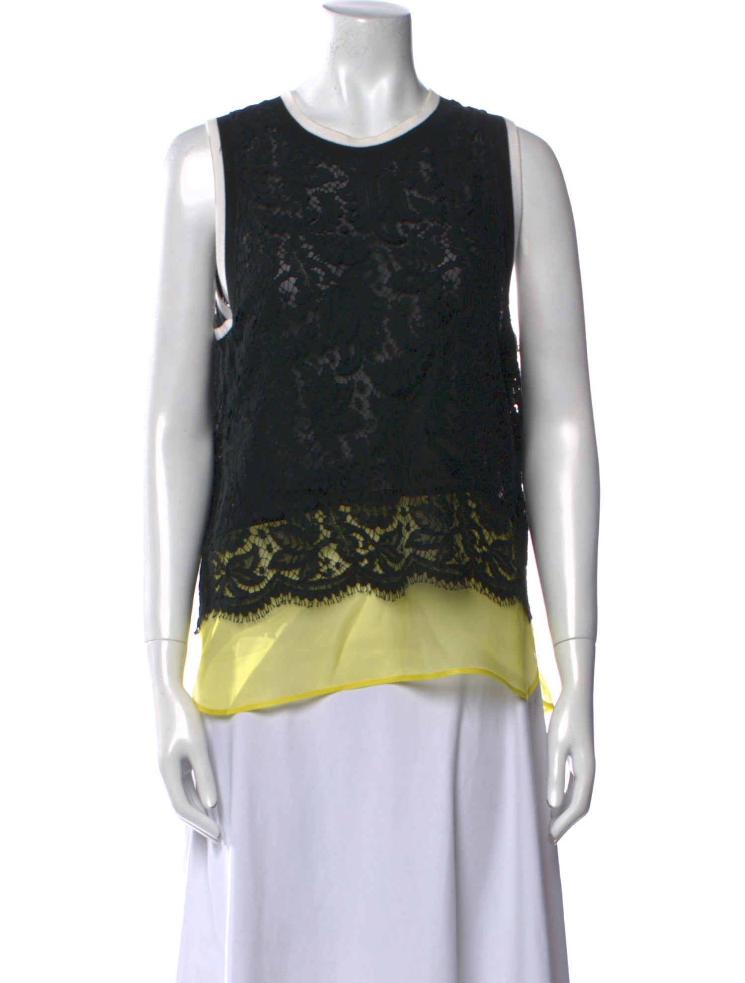 MSGM Lace Pattern Crew Neck Top