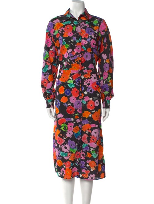 MSGM Floral Print Midi Length Dress