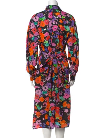 MSGM Floral Print Midi Length Dress